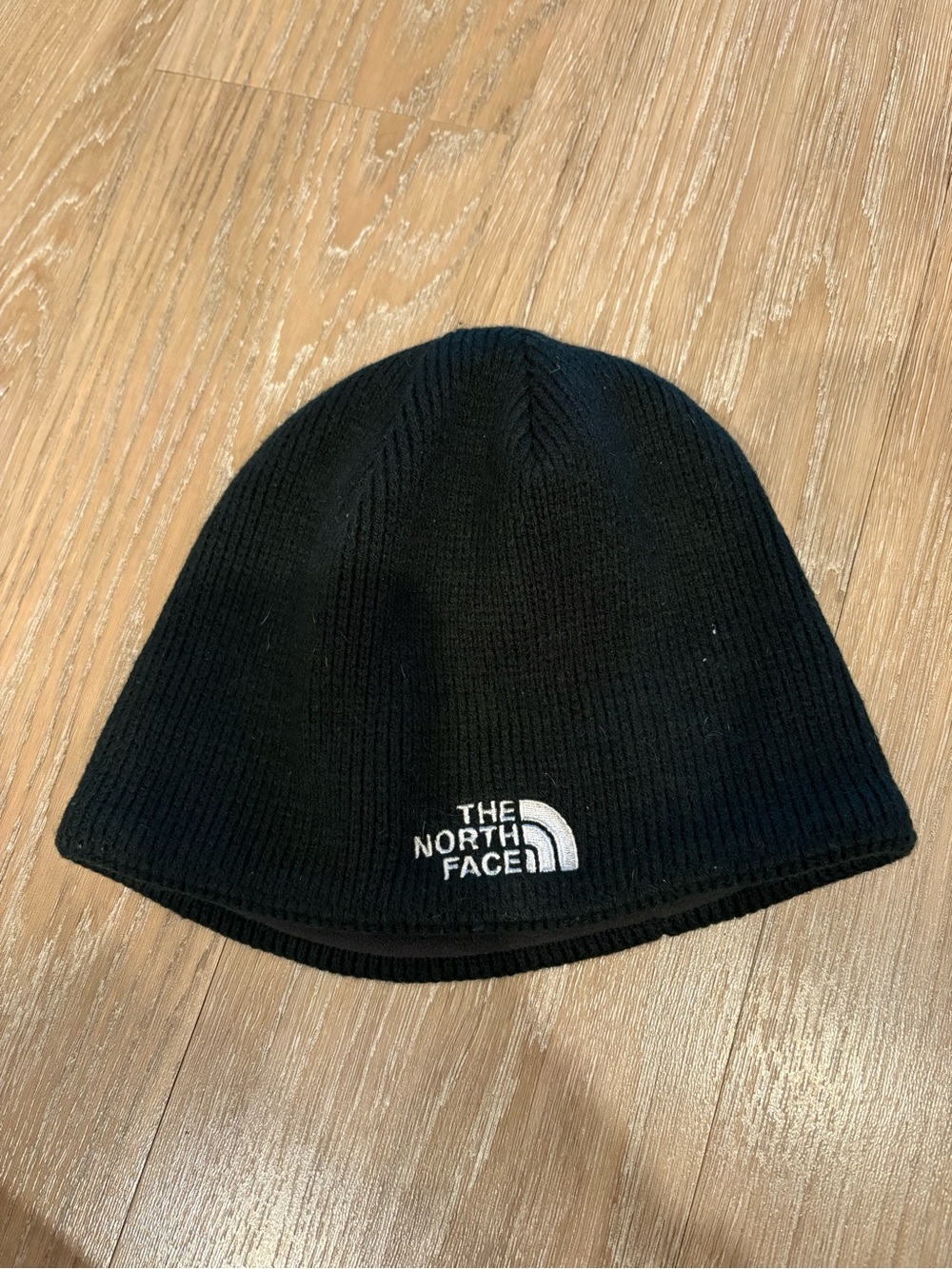 The North Face Black Knit Beanie with White Logo